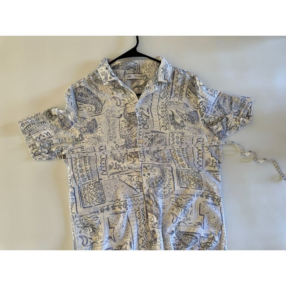 EUC Mens Zara Summer 2022 S/S Casual button down shirt Resort Island wear Size M - Picture 4 of 5